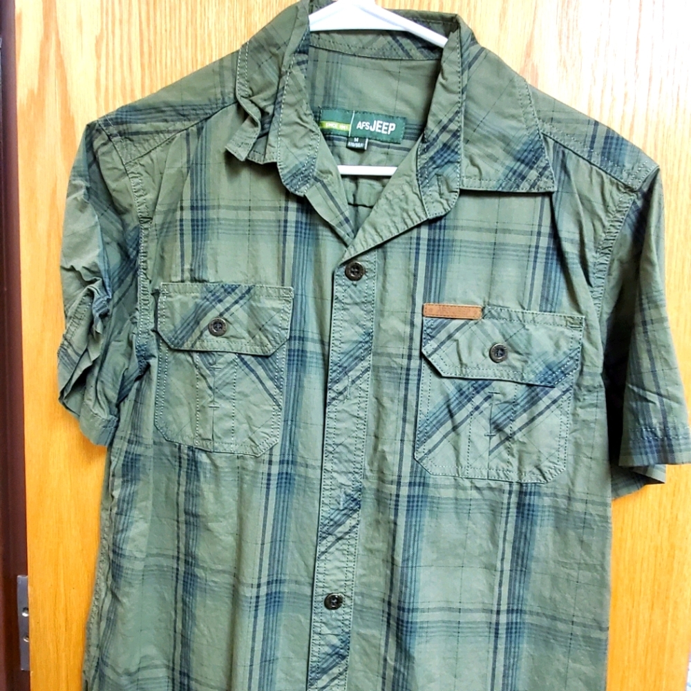 Green plad AFS Jeep button up shirt